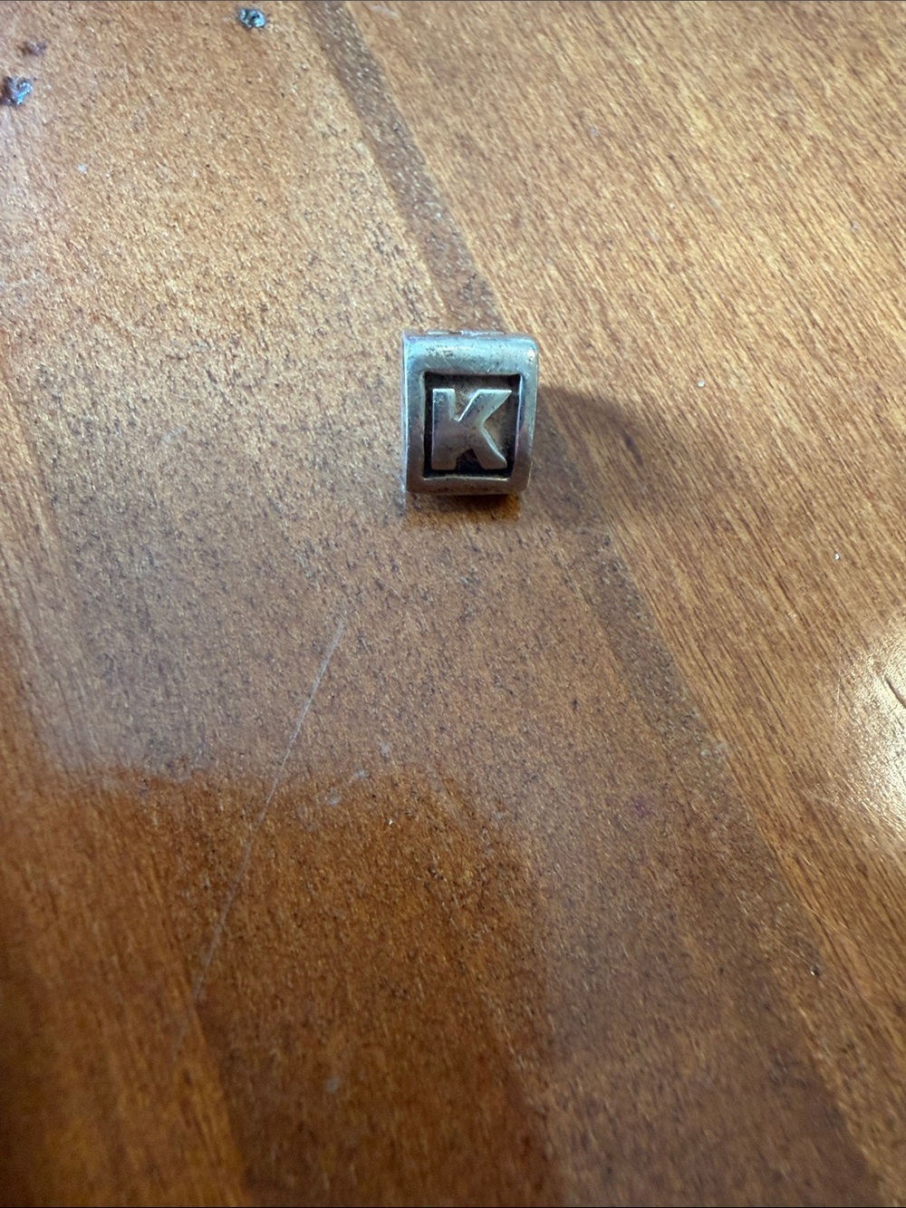 Initial 'K' Silver-Tone Pandora Bead Charm